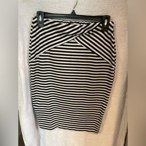 Stripes. Black & white.  Pencil skirt.